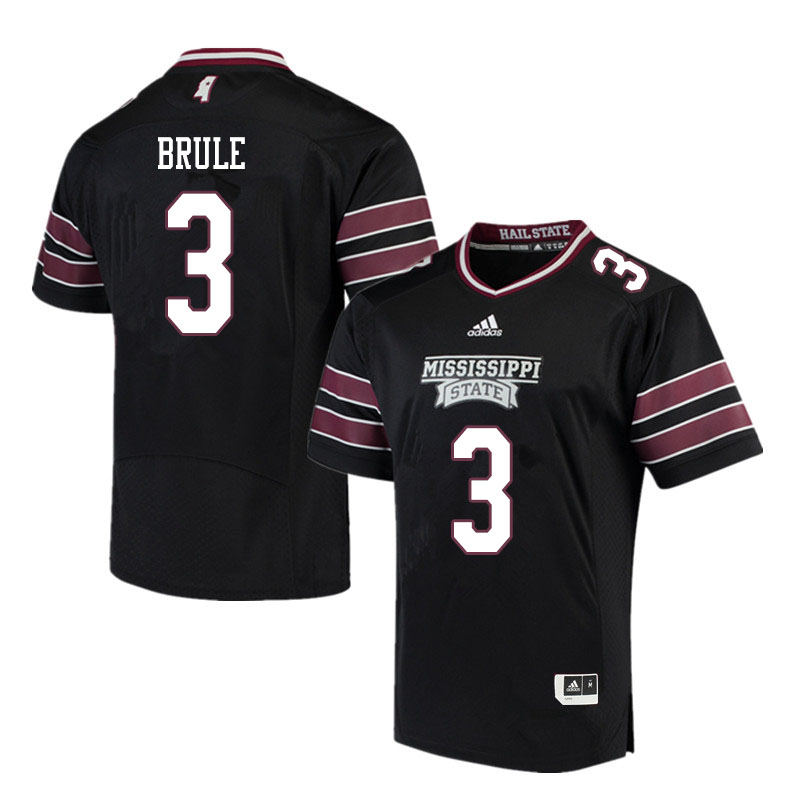 Men #3 Aaron Brule Mississippi State Bulldogs College Football Jerseys Sale-Black